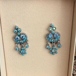 Kirks Folly Turquoise and Aqua Crystal Dangle Earrings